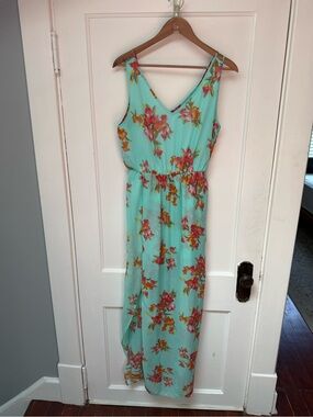 Pink Owl Mint Floral V-Neck Maxi Dress